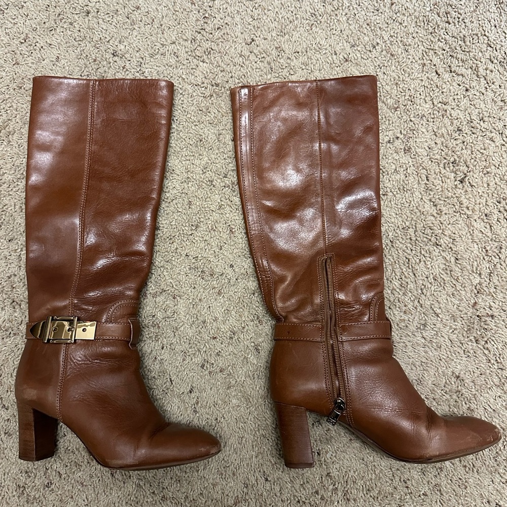Tory Burch size 6.5 brown tall leather boots